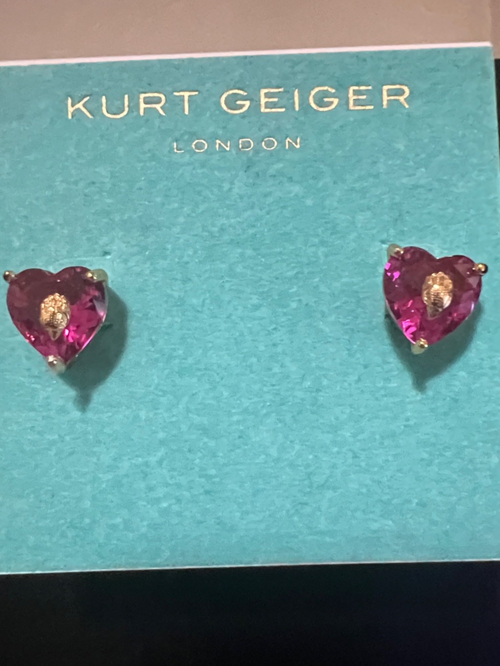 KURT GEIGER CRYSTAL HEART STUD EARRINGS